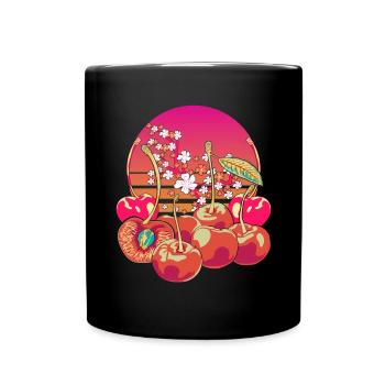 Fruit 90s Vaporwave Sakura Fruit Cadeau Cerise - Mug uni - noir - Devant