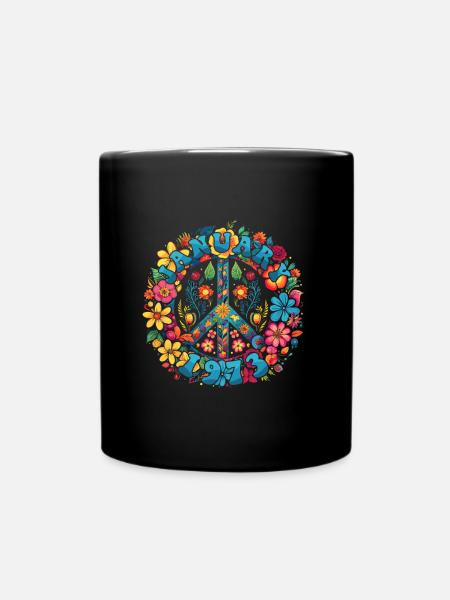 Flower Power Hippie Geburstag - Januar 1973 - Tasse einfarbig - Schwarz