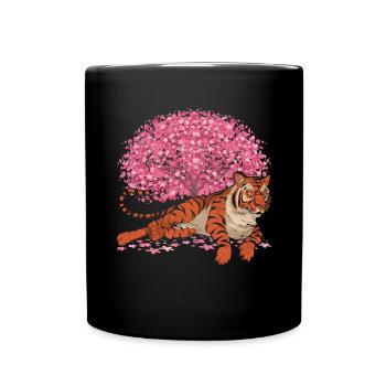 Cherry Blossom Tree Predator Cadeau Sakura Tiger - Mug uni - noir - Devant