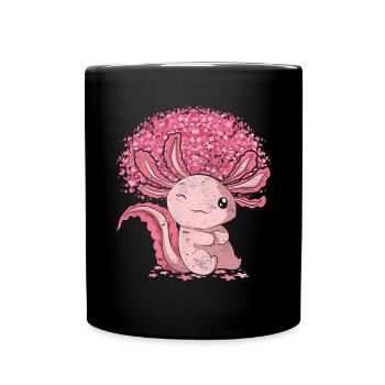 Cadeau amphibien Cherry Blossom Tree Sakura Axolotl - Mug uni - noir - Devant