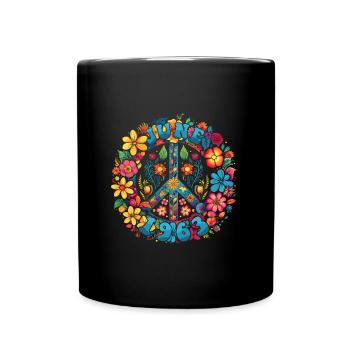 Flower Power Hippie Birthday - June 1963 - Full Colour Mug - black - Front