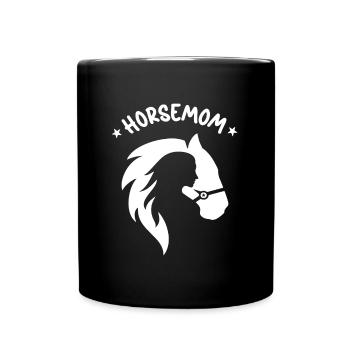 Horsemom Pferde Mama Horse Mom Reiten Pferd Reiter - Tasse einfarbig - Schwarz - Vorne