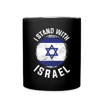 Israeli Flag Gift I stand by Israel - Full Colour Mug - black - Front