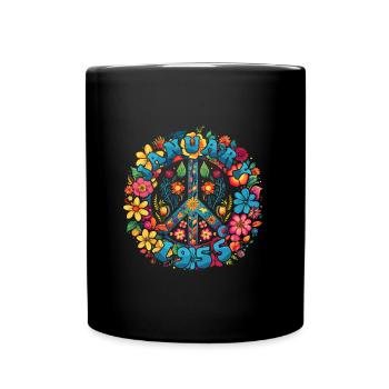 Flower Power Hippie Birthday - January 1955 - Full Colour Mug - black - Front