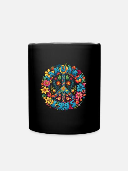 Flower Power Hippie Birthday - Janvier 1995 - Mug uni - noir