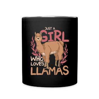 Juste une fille qui aime les lamas, les zoos, les animaux, les alpagas - Mug uni - noir - Devant