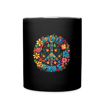 Flower Power Hippie Birthday - April 1995 - Full Colour Mug - black - Front