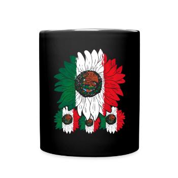 Mexiko Flagge Sonnenblume Geschenk Mexiko - Tasse einfarbig - Schwarz - Vorne