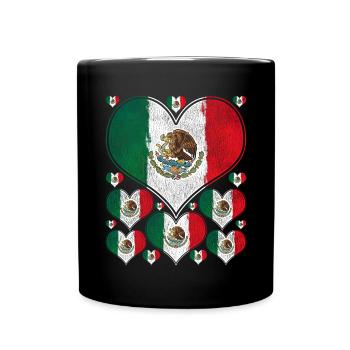 Drapeau mexicain Coeur Cadeau mexicain Mexique - Mug uni - noir - Devant