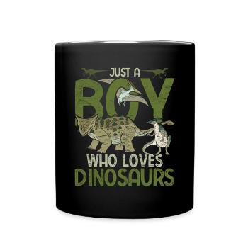 Nur ein Junge der Dinosaurier liebt Paläontologie - Tasse einfarbig - Schwarz - Vorne