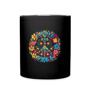 Flower Power Hippie Birthday - April 1966 - Full Colour Mug - black - Front