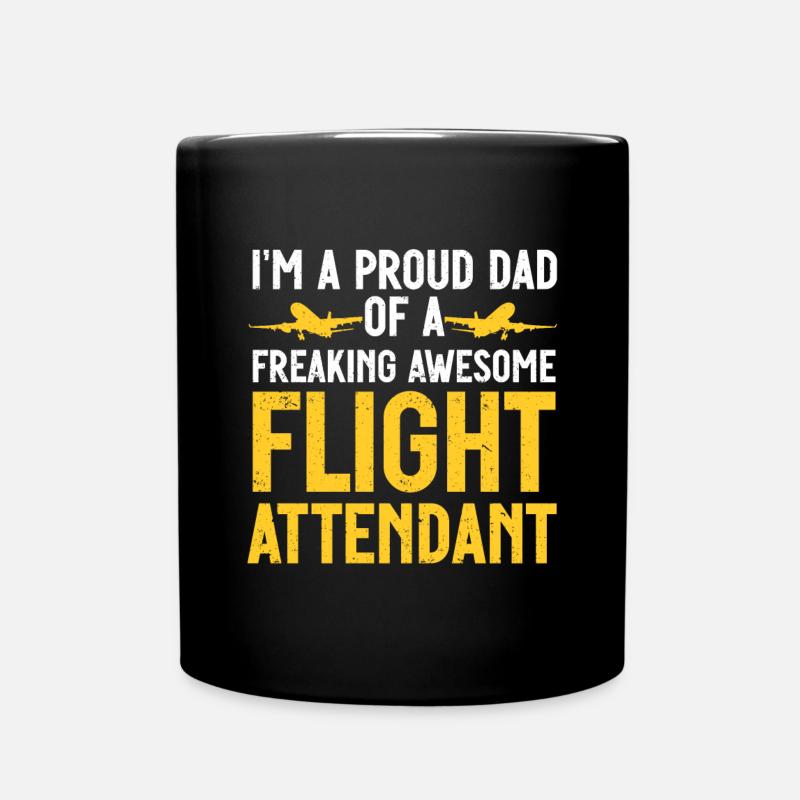 Flight Attendant Papa Stewardess Flight Attendant - Full Colour Mug - black