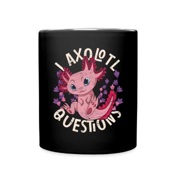 Je pose beaucoup de questions Funny Gift Axolotl - Mug uni - noir - Devant