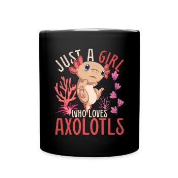 Only a girl who loves axolotl animal axolotl - Full Colour Mug - black - Front