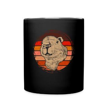 Cute Rodent Animal Gift Retro Capybara - Full Colour Mug - black - Front