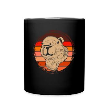 Retro Capybara Liebhaber Tier Niedliches Capybara - Tasse einfarbig - Schwarz - Vorne
