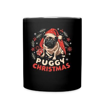 Frohe Weihnachten Mops - Tasse einfarbig - Schwarz - Vorne