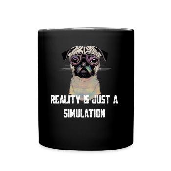 Mops Glitch - Tasse einfarbig - Schwarz - Vorne