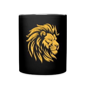 Lion d’Or | Tête de Lion Or - Mug uni - noir - Devant