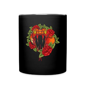 Roses Predator Gift Flowers Reptile Snake - Full Colour Mug - black - Front