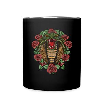 Roses Cobra Reptiles Gift Flowers Snake - Full Colour Mug - black - Front