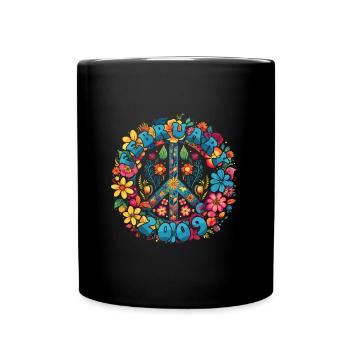 Flower Power Hippie Birthday - February 2009 - Full Colour Mug - black - Front