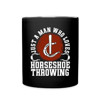 Hufeisen Werfer Männer Geschenk Pferd Hufeisen - Tasse einfarbig - Schwarz - Vorne