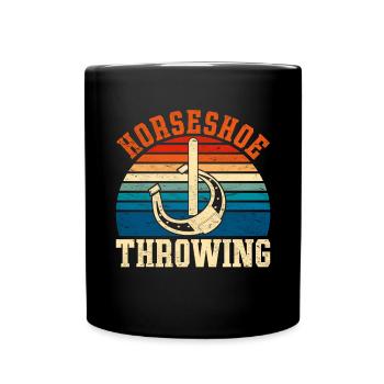 Hufeisen Werfer Geschenk Retro Pferde Hufeisen - Tasse einfarbig - Schwarz - Vorne