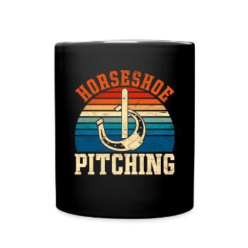 Hufeisen Werfen Geschenk Retro Pferde Hufeisen - Tasse einfarbig - Schwarz - Vorne