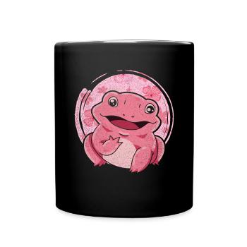 Süße Amphibien Geschenk Blumen Kawaii Frosch - Tasse einfarbig - Schwarz - Vorne
