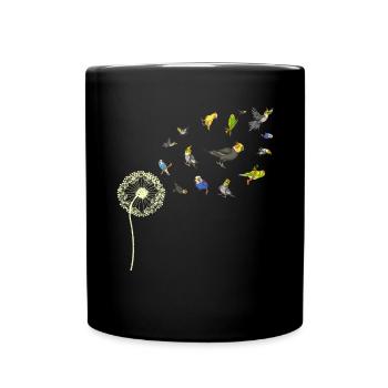Vogelliebhaber Vogel Geschenk Pusteblume Sittich - Tasse einfarbig - Schwarz - Vorne