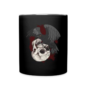 Black Bird Crow Gift Skull Raven - Full Colour Mug - black - Front