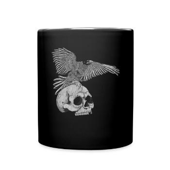 Skull Crow Black Bird Gift Raven - Full Colour Mug - black - Front