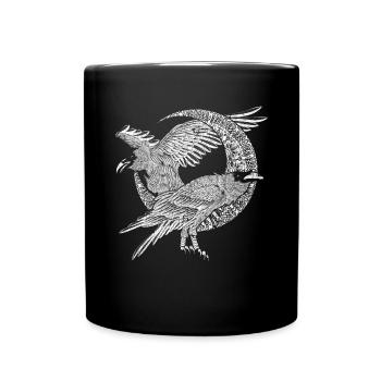 Okkultismus Halbmond Krähe Geschenk Vogel Rabe - Tasse einfarbig - Schwarz - Vorne