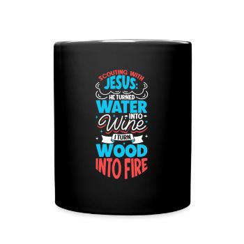 Jesus and Boy Scouts - Full Colour Mug - black - Front