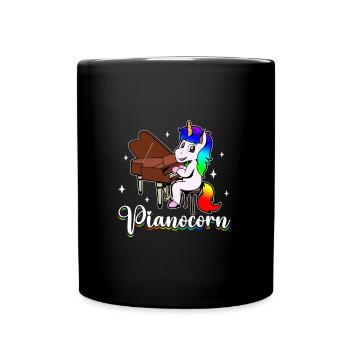 Pianocorn - Licorne au piano - Mug uni - noir - Devant