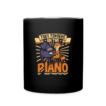 Fuchs am Piano - Tasse einfarbig - Schwarz - Vorne