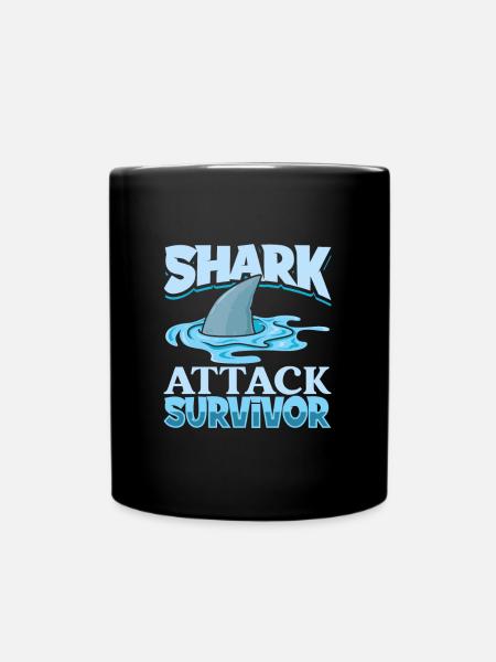 I survived a shark attack - shark attack - Full Colour Mug - black
