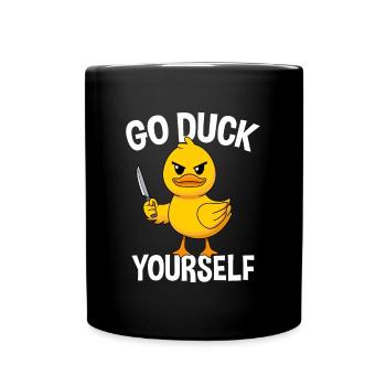 Go Duck Yourself Ente Mit Messer - Tasse einfarbig - Schwarz - Vorne