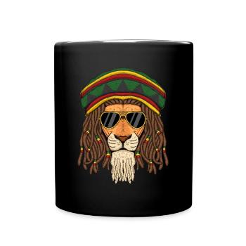 Hipster Jamaica Colors Raster Curls Lion - Full Colour Mug - black - Front