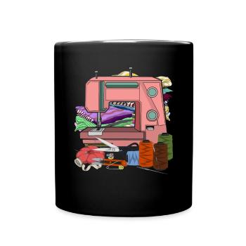 Retro Sewing Machine Knitting Seamstress Gift Sewing - Full Colour Mug - black - Front