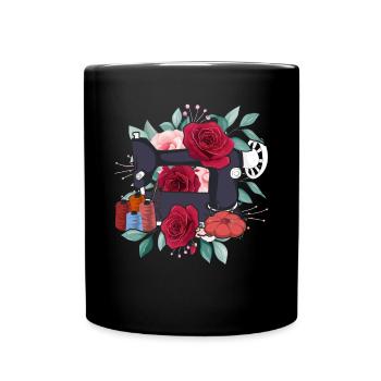 Crochet Running Mesh Seamstress Gift Funny Sewing - Full Colour Mug - black - Front