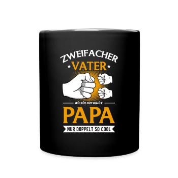 Zweifacher Vater Papa Von Zwei Kindern Zwillinge - Tasse einfarbig - Schwarz - Vorne
