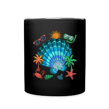 Beach Palm Tree Summer Holiday Gift Shell - Mug uni - noir - Devant