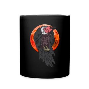 Bird of Prey Scavenger Animal Gift Full Moon Vulture - Full Colour Mug - black - Front