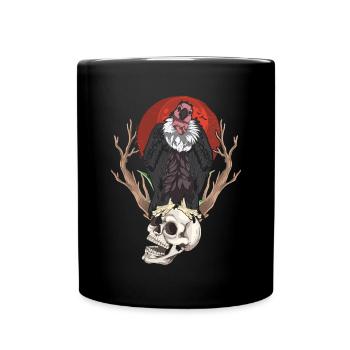 Bird of Prey Skull Bird Gift Full Moon Vulture - Full Colour Mug - black - Front