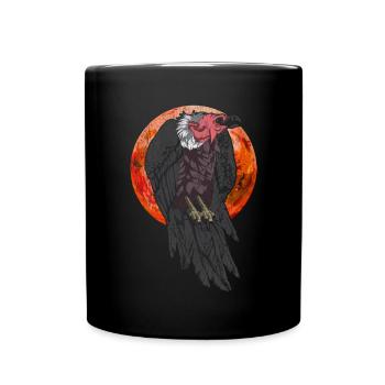 Bird of Prey Scavengers Gift Full Moon Vulture - Full Colour Mug - black - Front