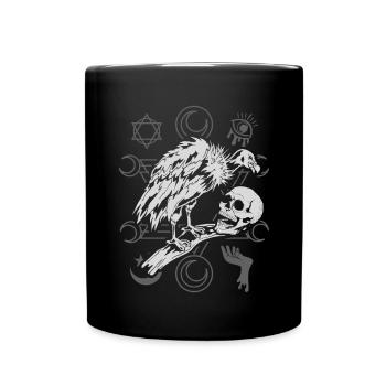 Bird of Prey Gift Occultism Skull Vulture - Full Colour Mug - black - Front