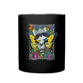Trash Panda Insect Gift Butterfly Raccoon - Full Colour Mug - black - Front