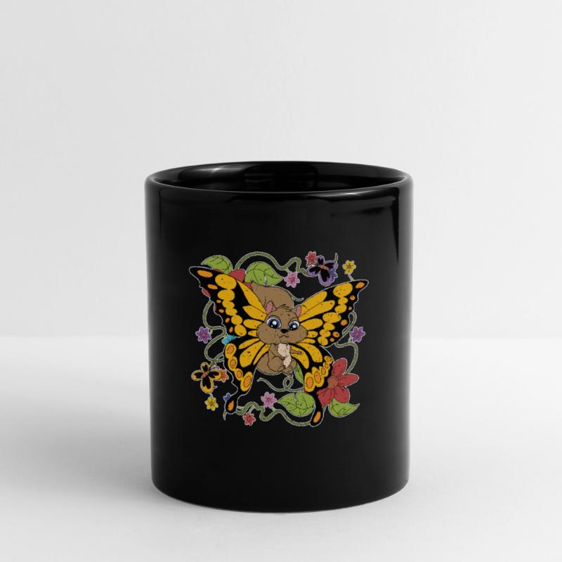 Wald Tier Geschenk Schmetterling Eichhörnchen Tasse einfarbig